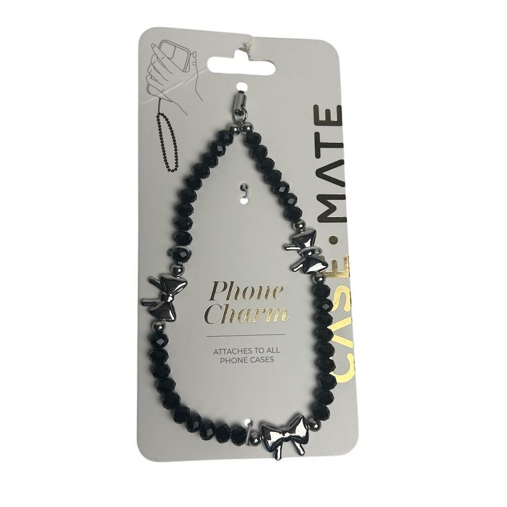 Case-Mate Black Beaded Phone Charm with Metal Accents‎ Universal Fit